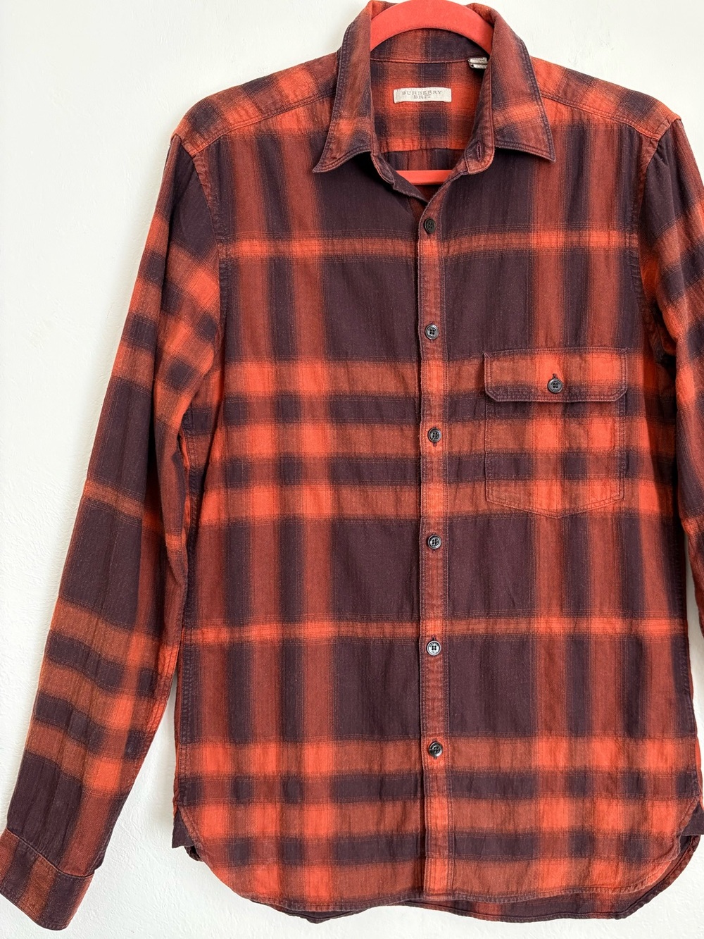 Burberry Brit Classic Plaid Lightweight Fall Flannel Button Down Sz S